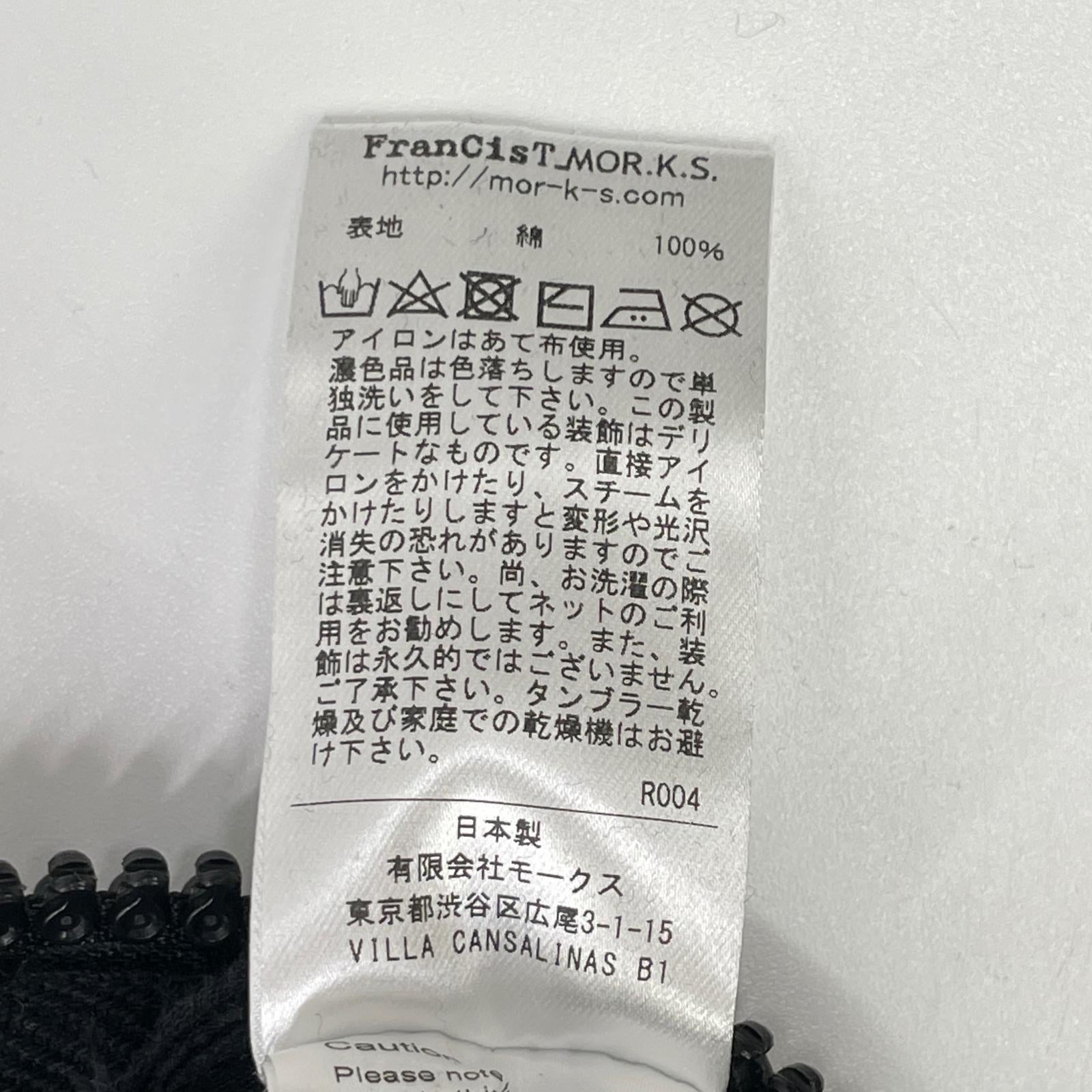 FranCisT_MOR.K.S. フランシストモークス MJ1728 ブラック ジップパーカー トップス
