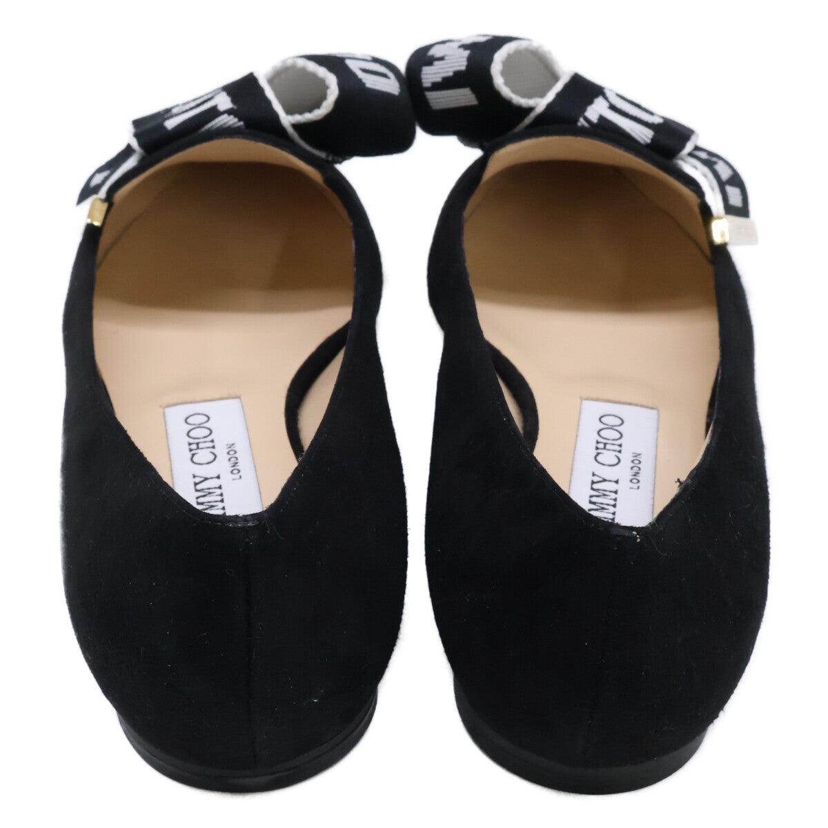 JIMMY CHOO ジミーチュウ 【新品同様】GLEAM FLAT スエード ロゴリボン フラットパンプス シューズ