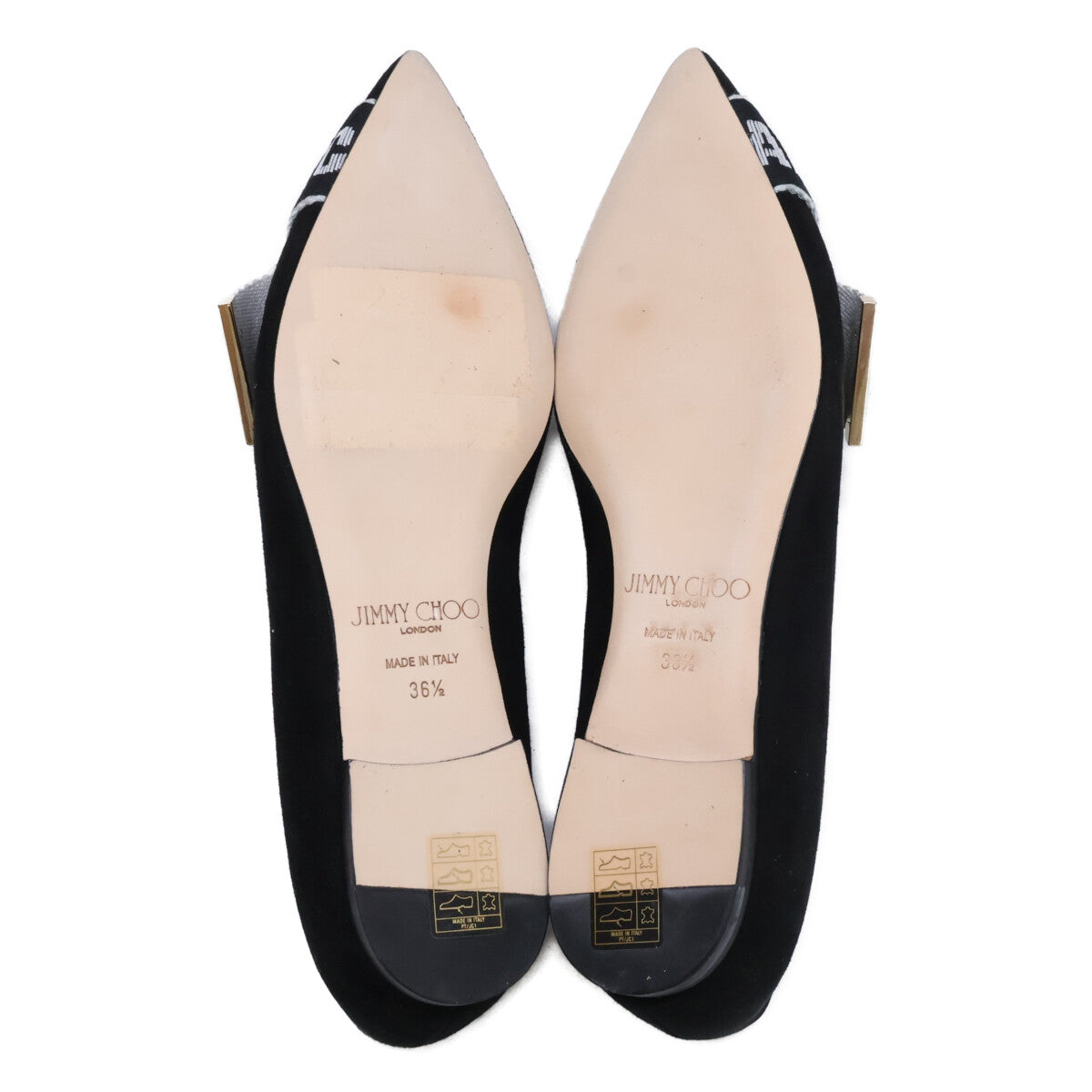 JIMMY CHOO ジミーチュウ 【新品同様】GLEAM FLAT スエード ロゴリボン フラットパンプス シューズ