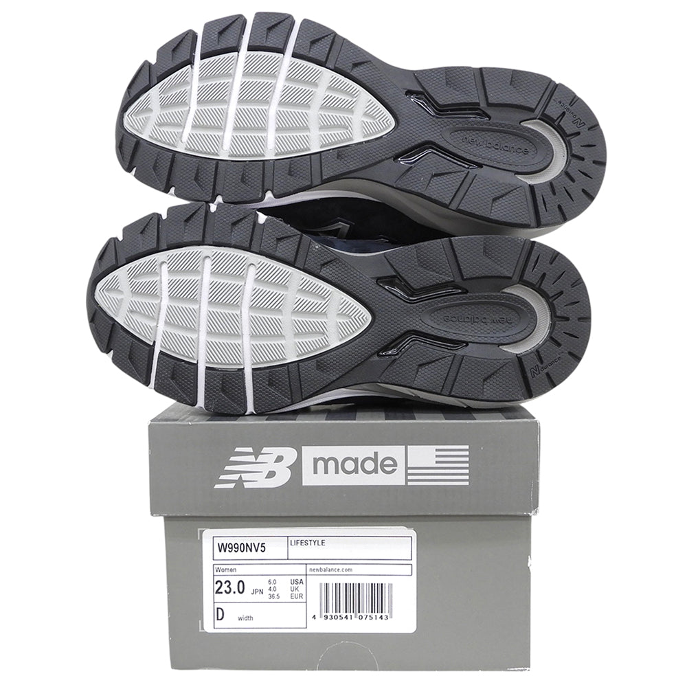 NEW BALANCE ニューバランス 新品同様 MADE IN U.S.A. ローカット スニーカー シューズ レディース ネイビー 23cm M990NV5 シューズ