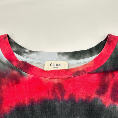 CELINE セリーヌ ブルー×レッド 2X65M87W タイダイ染め ルーズTシャツ トップス