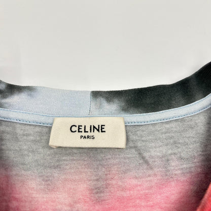 CELINE セリーヌ ブルー×レッド 2X65M87W タイダイ染め ルーズTシャツ トップス