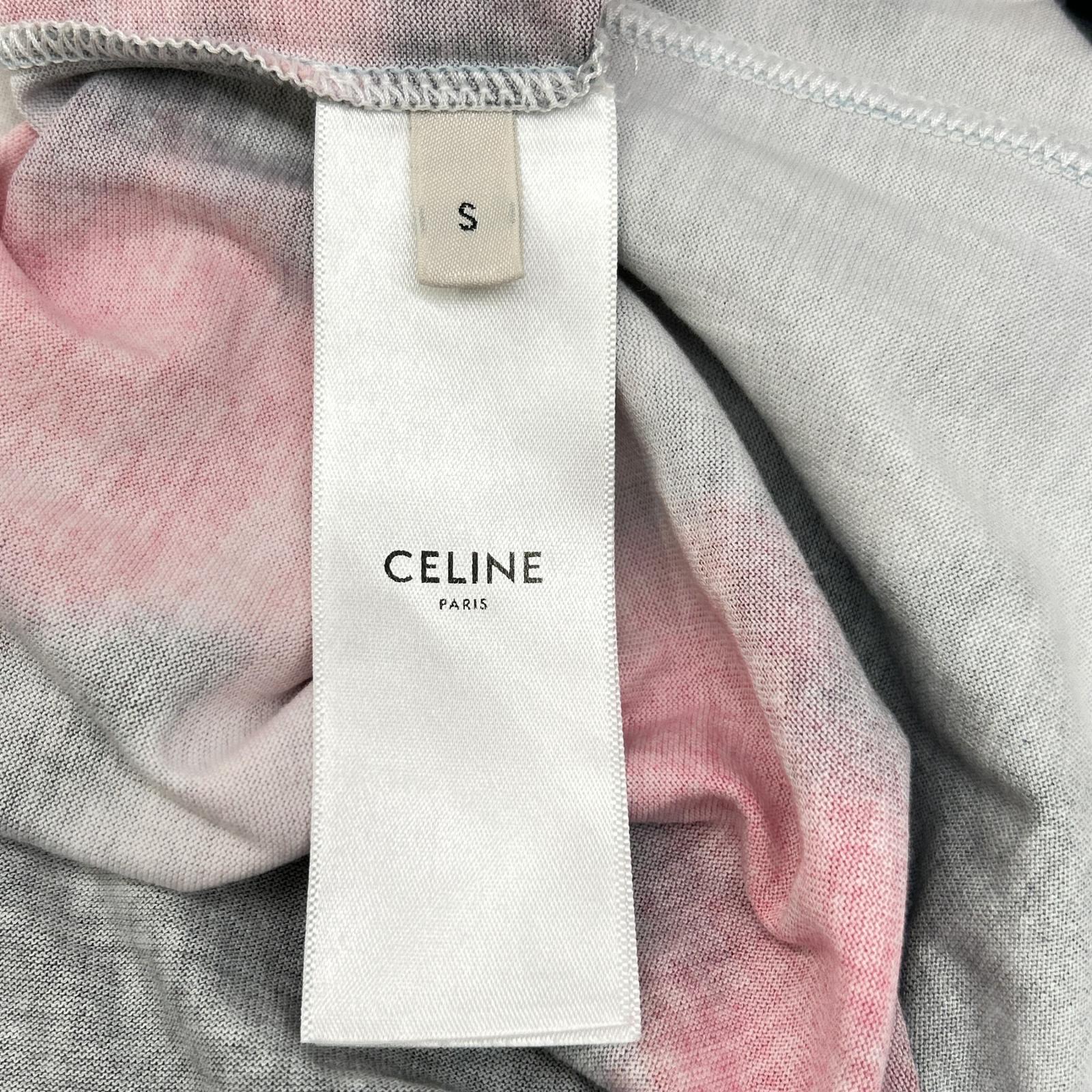 CELINE セリーヌ ブルー×レッド 2X65M87W タイダイ染め ルーズTシャツ トップス