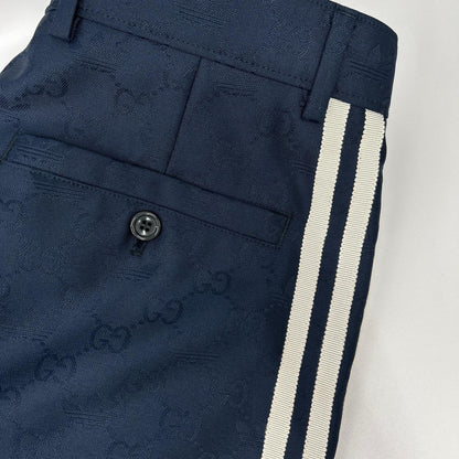 GUCCI グッチ ×アディダス ネイビー 710399 トレフォイルジャガード GGロゴ サイドライン スラックス パンツ ボトムス