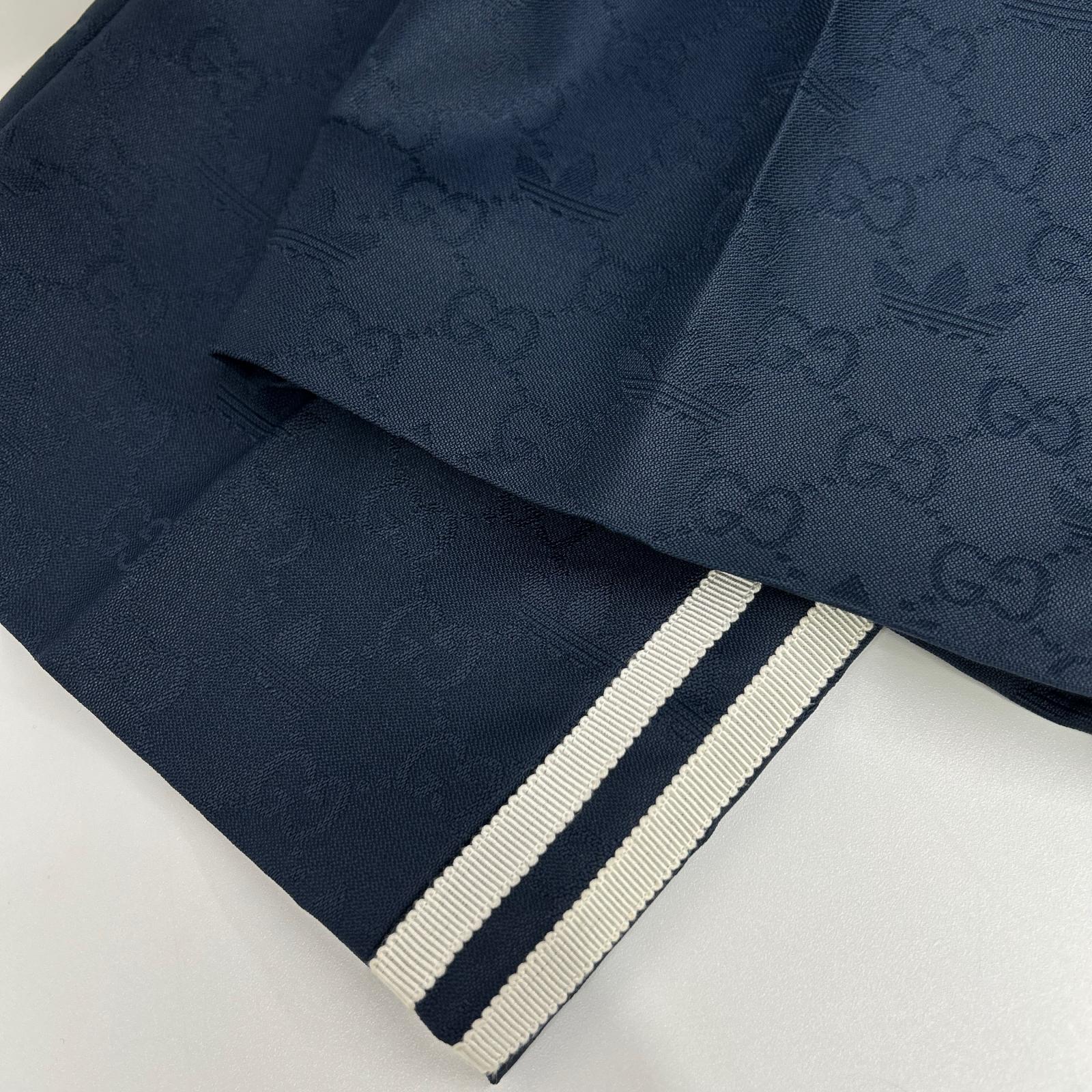 GUCCI グッチ ×アディダス ネイビー 710399 トレフォイルジャガード GGロゴ サイドライン スラックス パンツ ボトムス