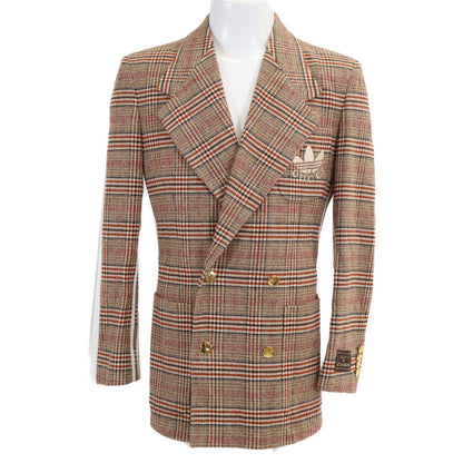 GUCCI x adidas [Excellent condition/Official domestic] 691430 glen-check double-breasted jacket