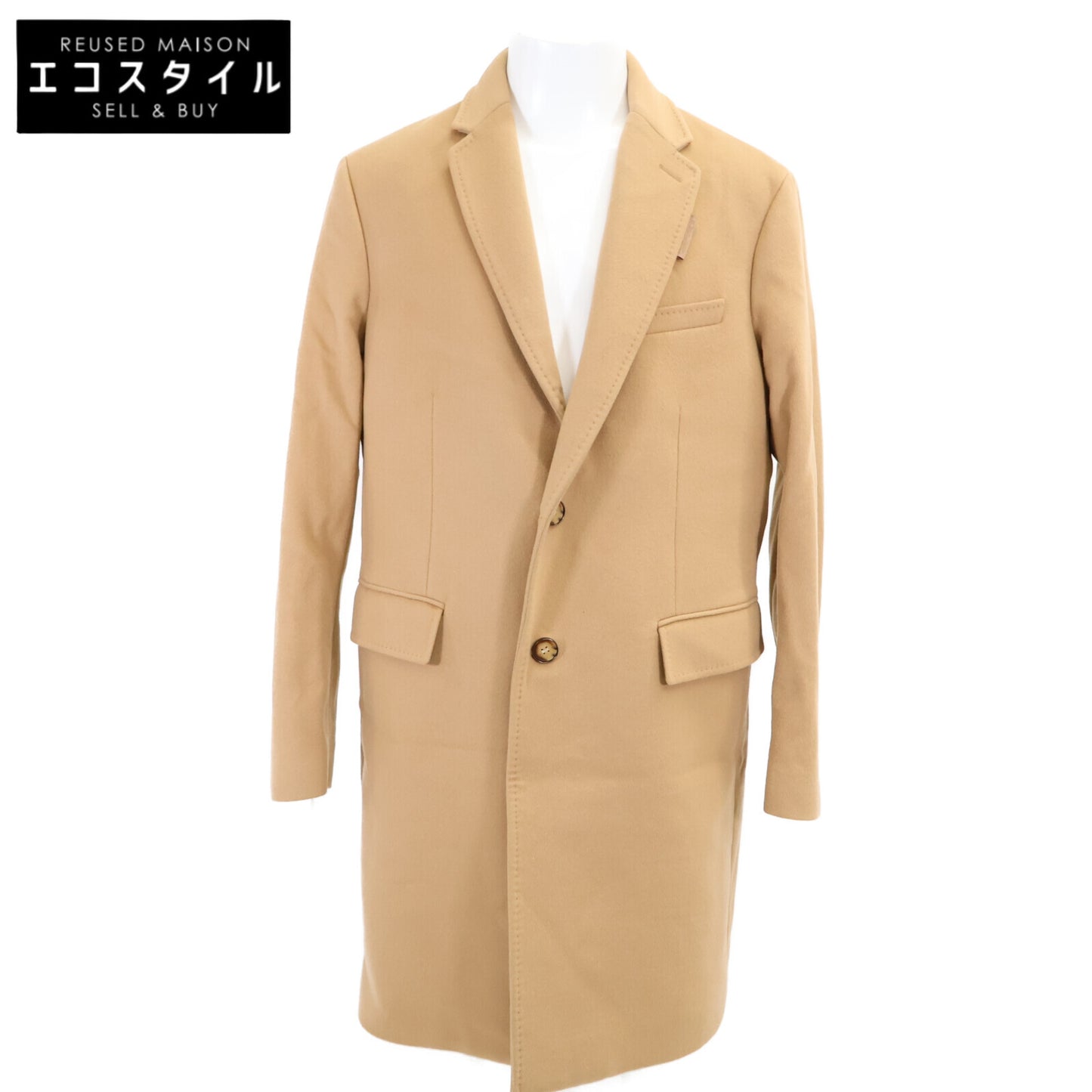 BURBERRY バーバリー 【美品/国内正規】8058261 カシミヤ混ウール ノッチドラペル チェスター コート