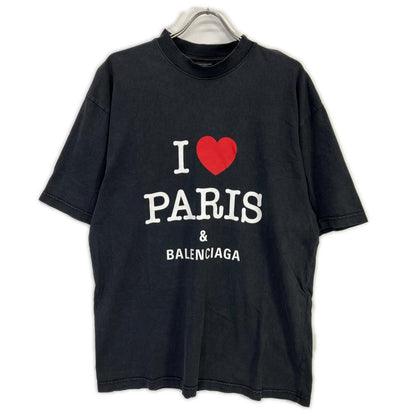 BALENCIAGA バレンシアガ ブラック 764235 I LOVE PARIS Tシャツ トップス