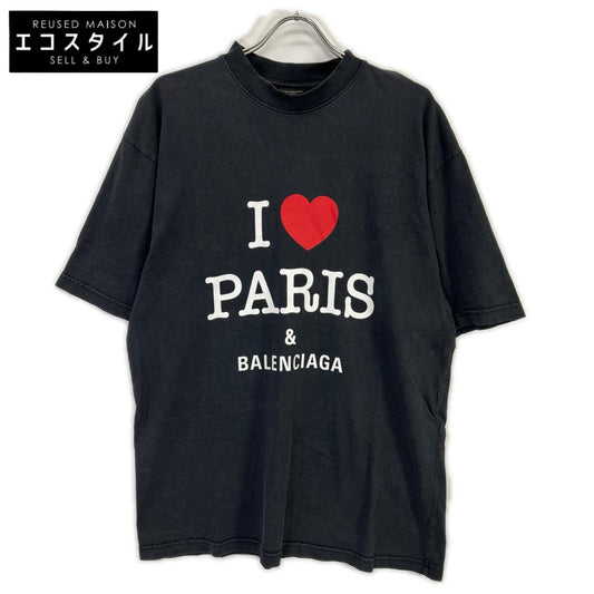 BALENCIAGA バレンシアガ ブラック 764235 I LOVE PARIS Tシャツ トップス