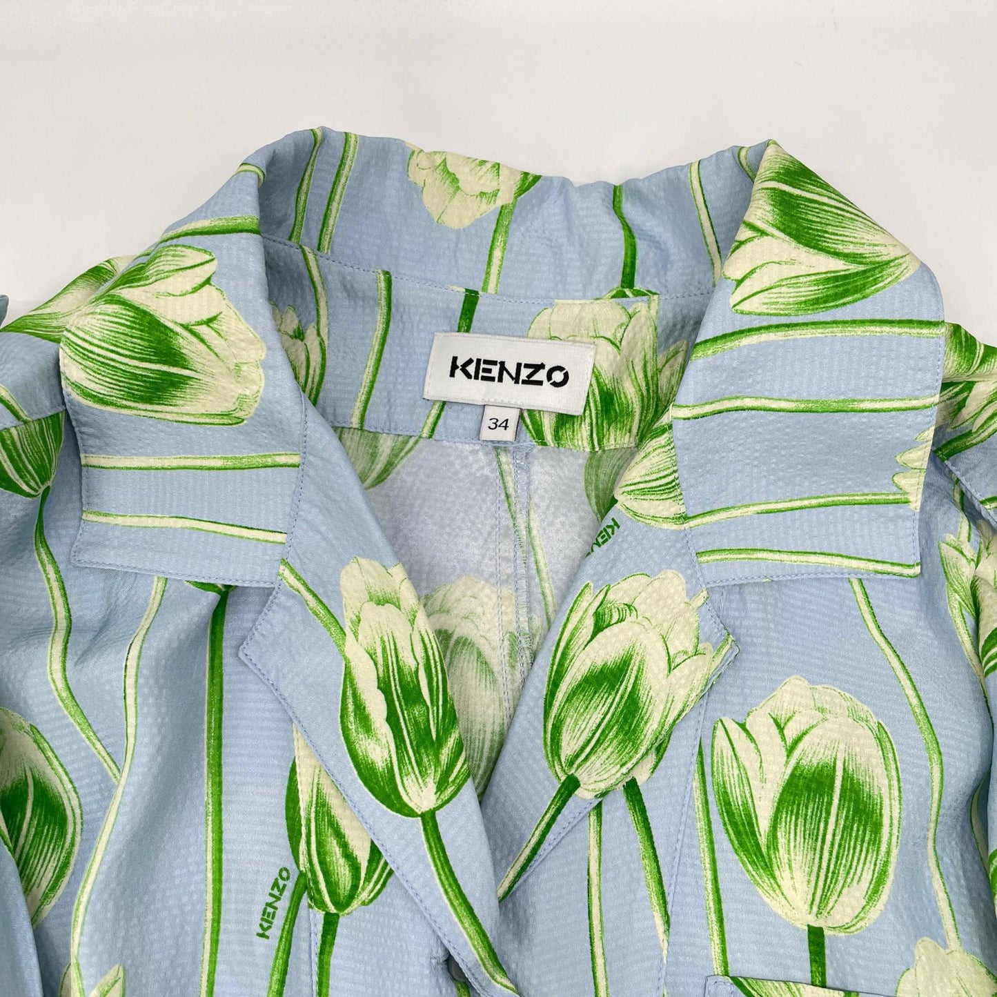 KENZO ケンゾー ライトブルー シルク フラワープリント ワンピース ワンピース