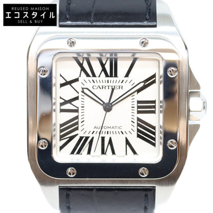 Cartier カルティエ W20073X8 サントス100 LM 自動巻き SS 革 クロコ 時計 腕時計