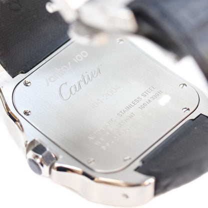 Cartier カルティエ W20073X8 サントス100 LM 自動巻き SS 革 クロコ 時計 腕時計