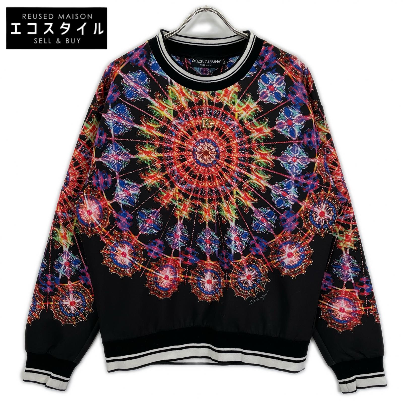 DOLCE&GABBANA ドルチェアンドガッバーナ G9XF7Z ブラック 総柄 スウェット トップス
