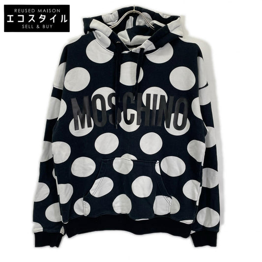 MOSCHINO Moschino Black × White Polka-Dot Hoodie Top