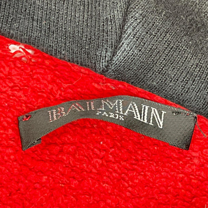 BALMAIN バルマン レッド チェック 切り替えパーカー トップス