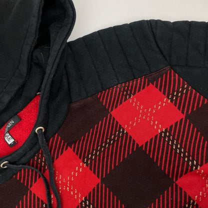 BALMAIN バルマン レッド チェック 切り替えパーカー トップス