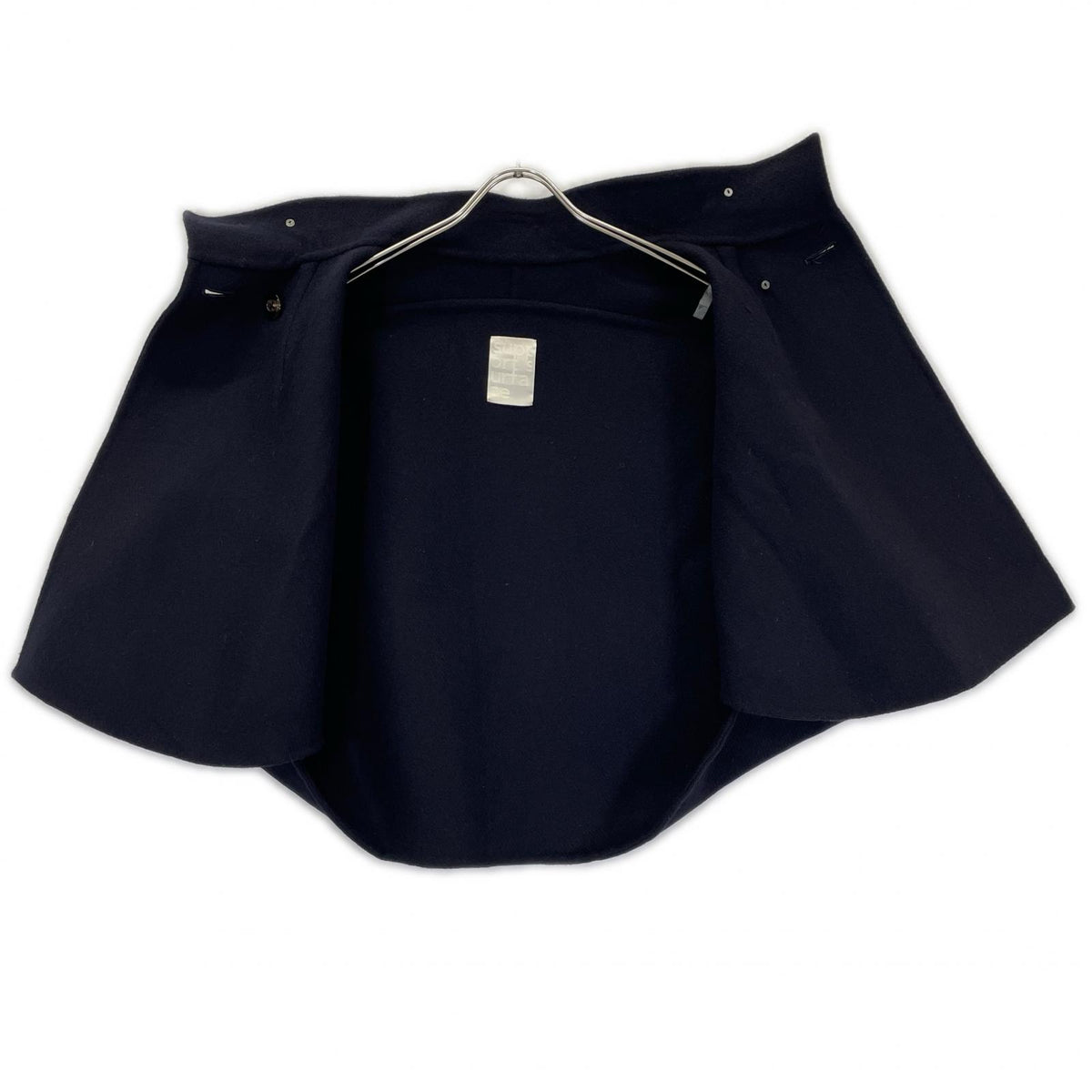 support surface サポートサーフェス ネイビー ウール カシミヤ混 スタンドカラー ポンチョ コート