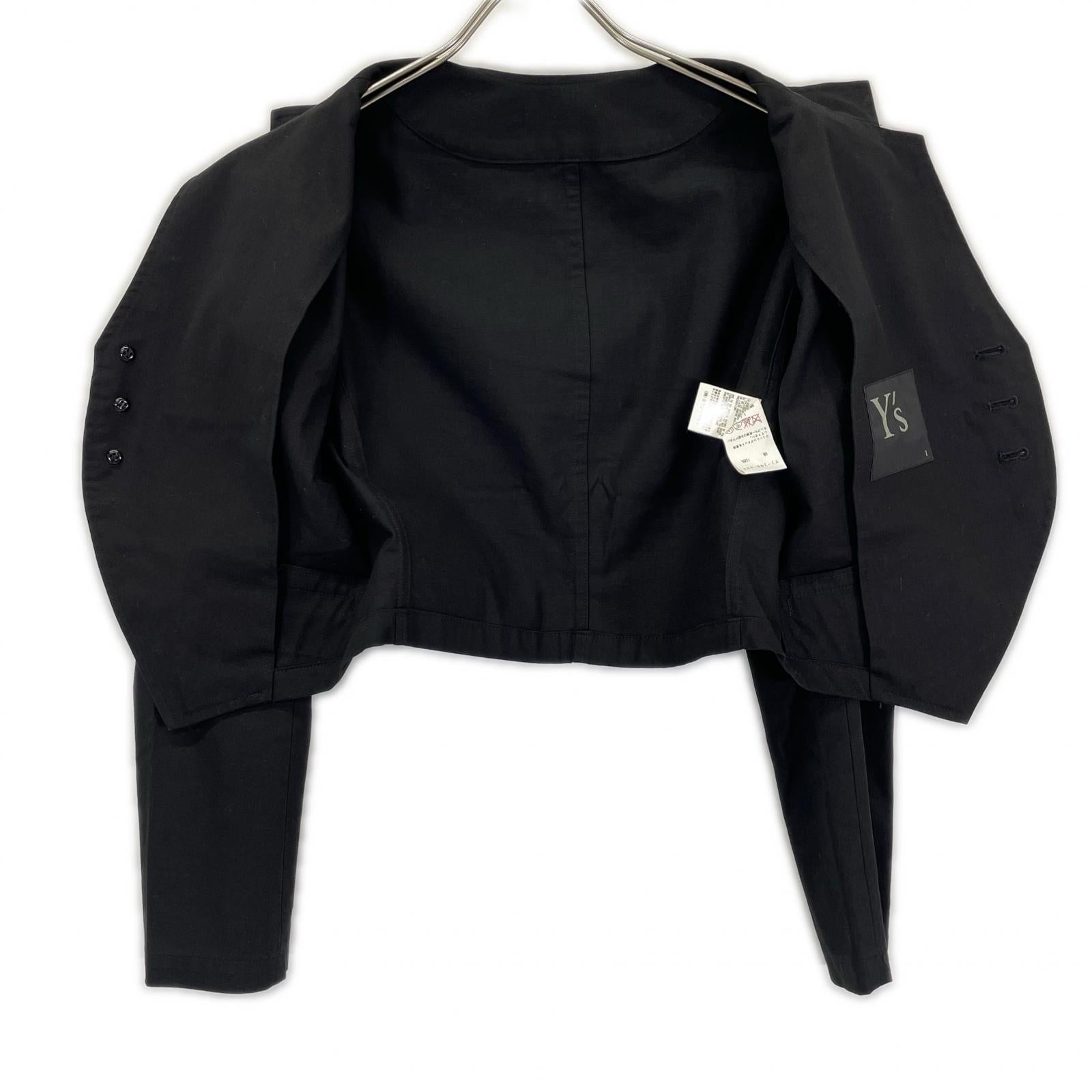 Y's ワイズ ブラック クロップド ジャケット ジャケット