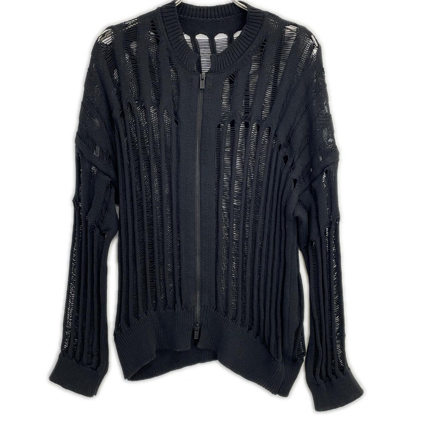 yohjiyamamoto ヨウジヤマモト ブラック FK-K21-993 OFFSET PATTERN ニットブルゾン トップス