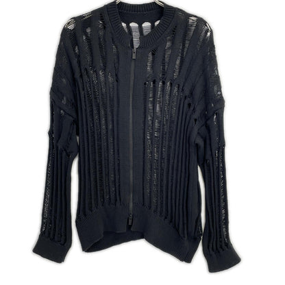 yohjiyamamoto ヨウジヤマモト ブラック FK-K21-993 OFFSET PATTERN ニットブルゾン トップス