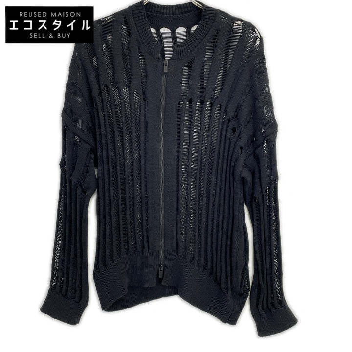 yohjiyamamoto ヨウジヤマモト ブラック FK-K21-993 OFFSET PATTERN ニットブルゾン トップス