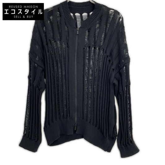 yohjiyamamoto ヨウジヤマモト ブラック FK-K21-993 OFFSET PATTERN ニットブルゾン トップス