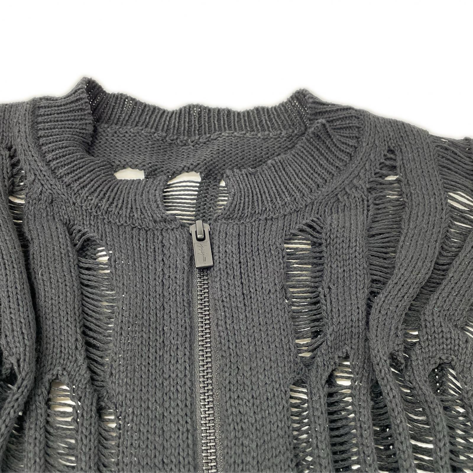 yohjiyamamoto ヨウジヤマモト ブラック FK-K21-993 OFFSET PATTERN ニットブルゾン トップス