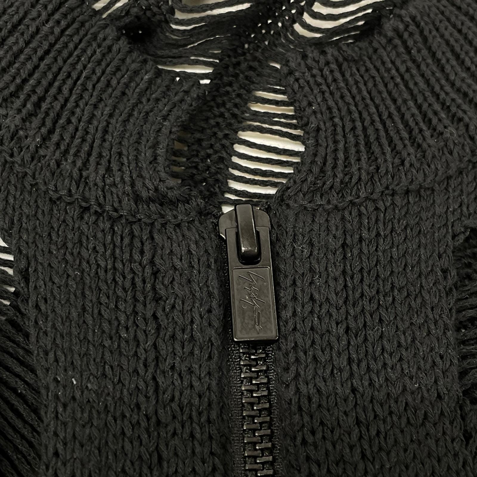 yohjiyamamoto ヨウジヤマモト ブラック FK-K21-993 OFFSET PATTERN ニットブルゾン トップス