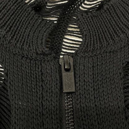 yohjiyamamoto ヨウジヤマモト ブラック FK-K21-993 OFFSET PATTERN ニットブルゾン トップス