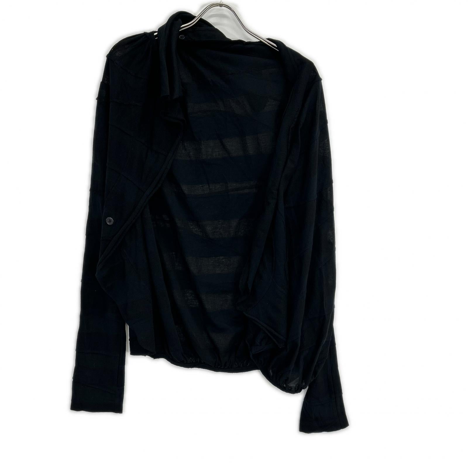 yohjiyamamoto ヨウジヤマモト ブラック FK-T31-077 TUCK JACQUARD GATHER DETAIL カーディガン トップス