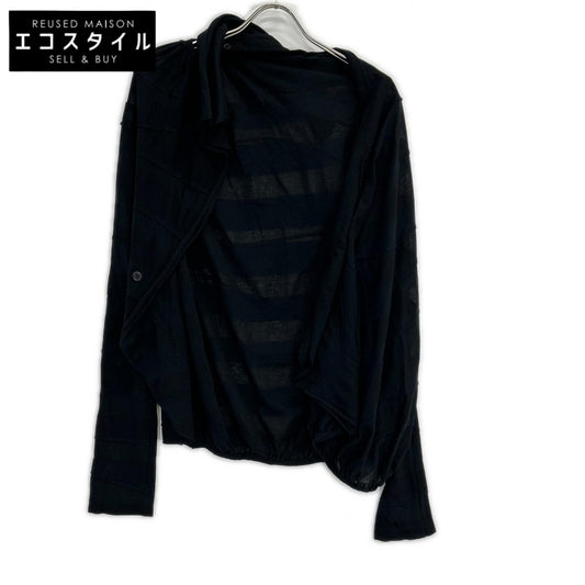 yohjiyamamoto ヨウジヤマモト ブラック FK-T31-077 TUCK JACQUARD GATHER DETAIL カーディガン トップス
