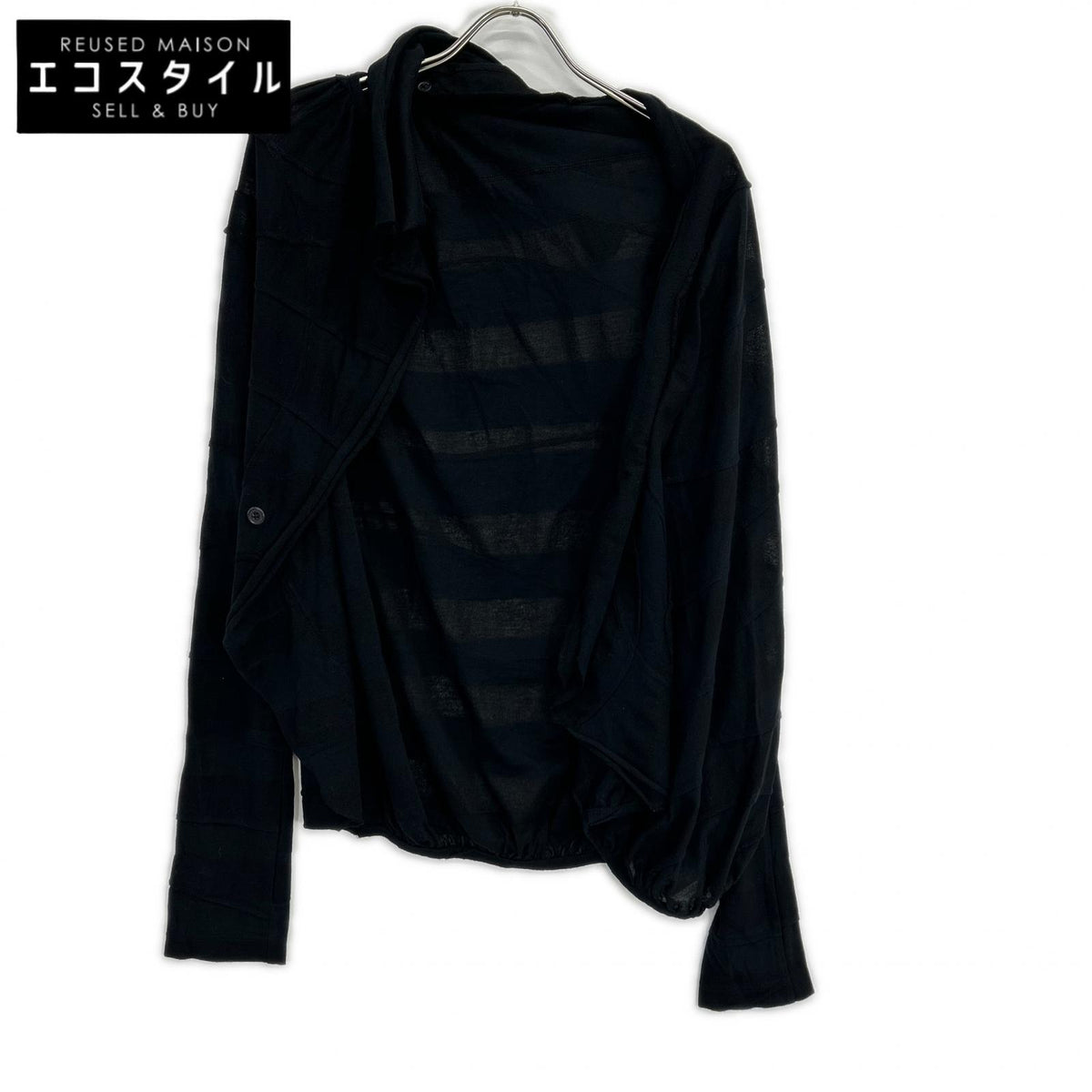 yohjiyamamoto ヨウジヤマモト ブラック FK-T31-077 TUCK JACQUARD GATHER DETAIL カーディガン トップス