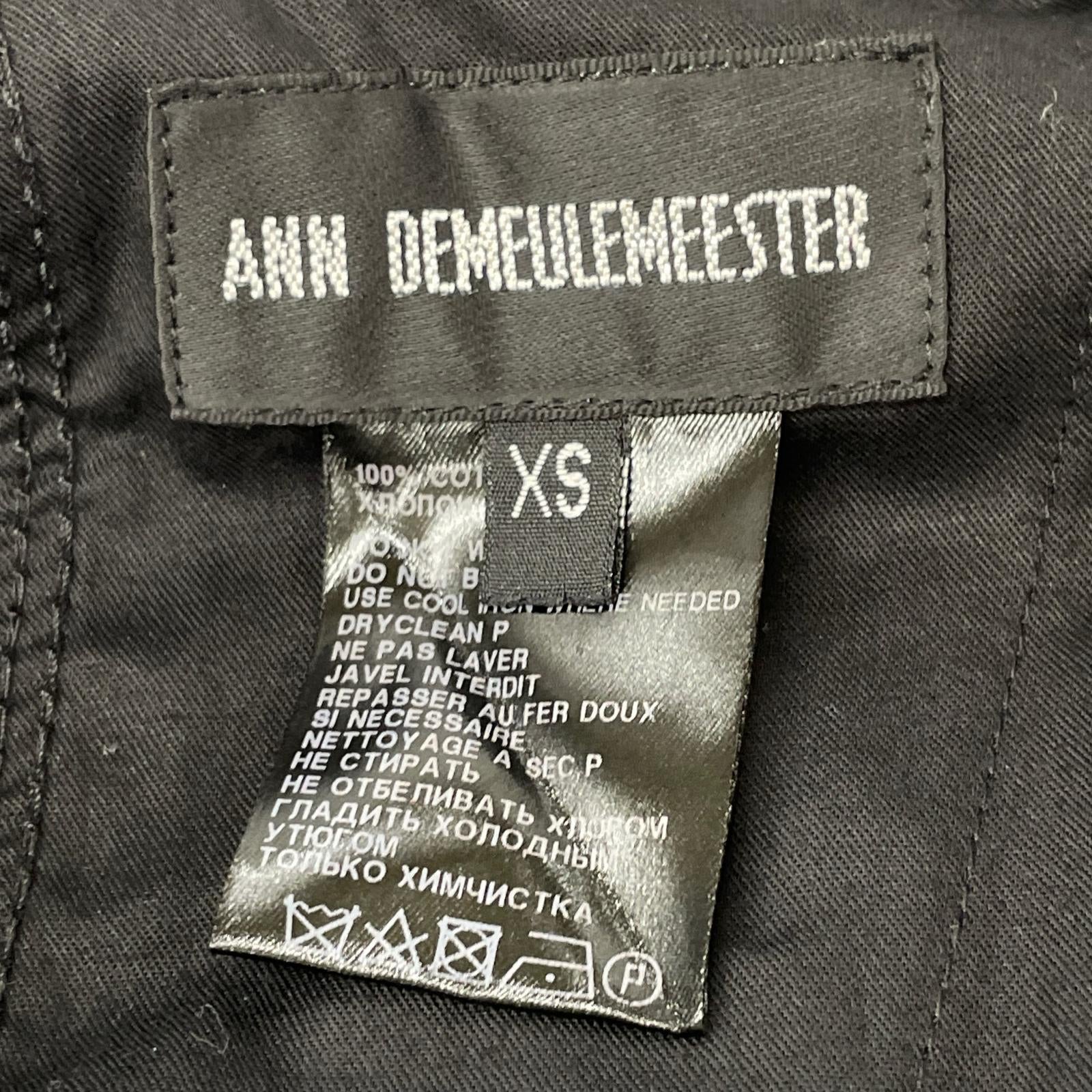 ANN DEMEULEMEESTER アンドゥムルメステール ブラック コットン100 トラウザーパンツ ボトムス
