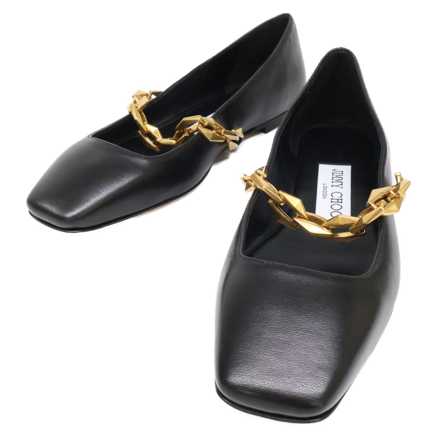 JIMMY CHOO ジミーチュウ 【新品同様】DIAMOND TILDA FLAT ダイヤモンド ティルダ フラット スクエアトゥ シューズ シューズ