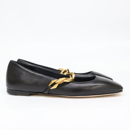 JIMMY CHOO ジミーチュウ 【新品同様】DIAMOND TILDA FLAT ダイヤモンド ティルダ フラット スクエアトゥ シューズ シューズ