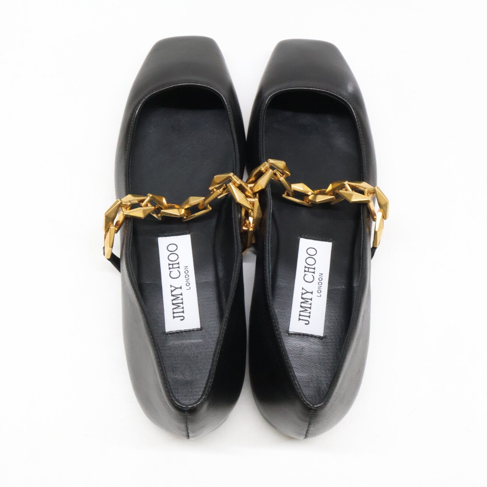 JIMMY CHOO ジミーチュウ 【新品同様】DIAMOND TILDA FLAT ダイヤモンド ティルダ フラット スクエアトゥ シューズ シューズ