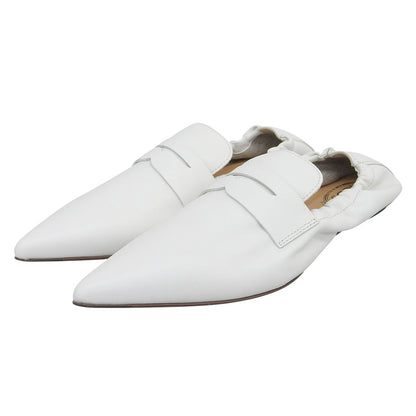 TOD'S トッズ 新品同様 ポインテッドトゥ フラットシューズ レディース レザー ホワイト 34 1/2 シューズ