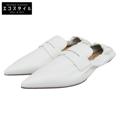 TOD'S トッズ 新品同様 ポインテッドトゥ フラットシューズ レディース レザー ホワイト 34 1/2 シューズ