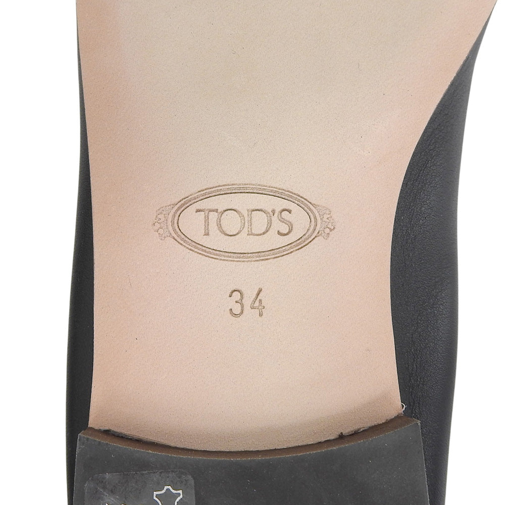 TOD'S トッズ 新品同様 ロゴ金具 フラットシューズ バレエシューズ レディース ブラック 34 シューズ