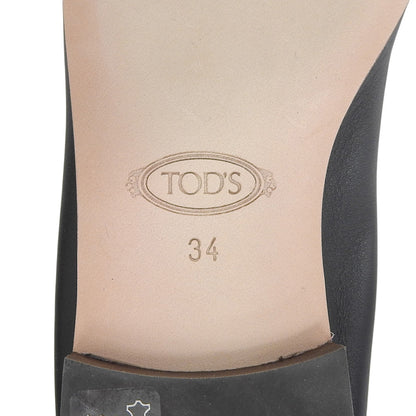 TOD'S トッズ 新品同様 ロゴ金具 フラットシューズ バレエシューズ レディース ブラック 34 シューズ
