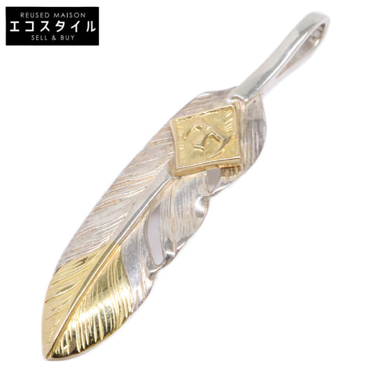 WASHIMITARO 鷲見太郎 【新品同様】W-1FS01-TYG-C01 S feather K18 top 01 M K18 eagle metal フェザー イーグルメタル ペンダントトップ