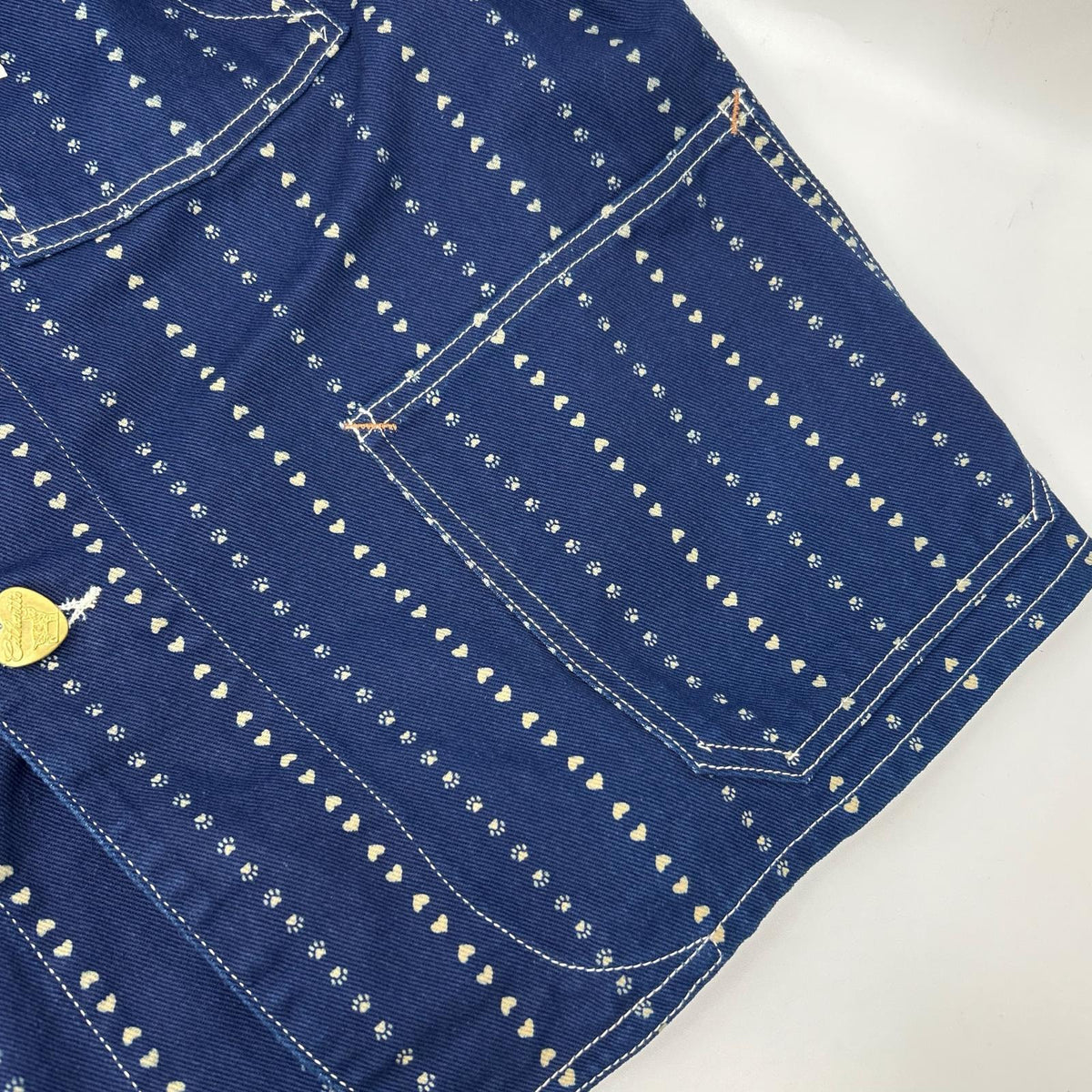 TCB JEANS&CO. ティーシービージーンズ ブルー キャットハート チョア ストライプ デニム カバーオール オーバーオール オールインワン
