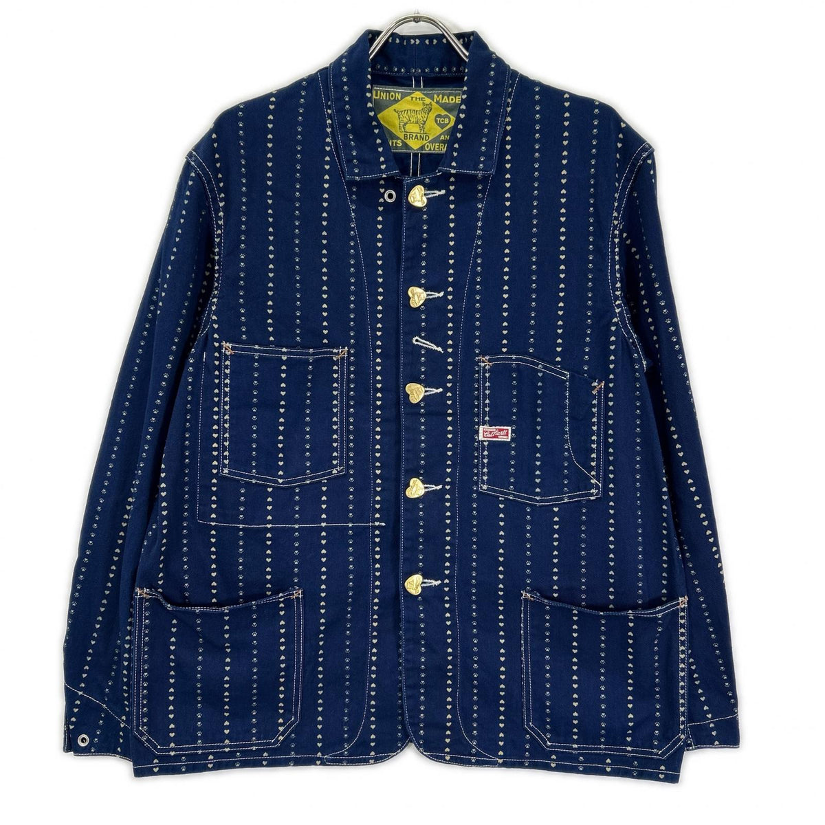 TCB JEANS&CO. ティーシービージーンズ ブルー キャットハート チョア ストライプ デニム カバーオール オーバーオール オールインワン