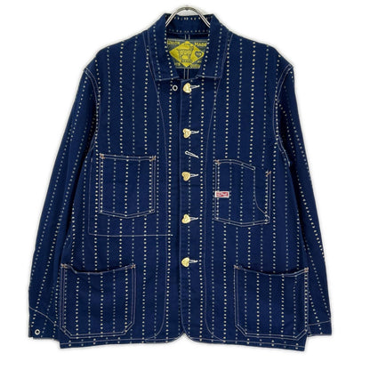 TCB JEANS&CO. ティーシービージーンズ ブルー キャットハート チョア ストライプ デニム カバーオール オーバーオール オールインワン