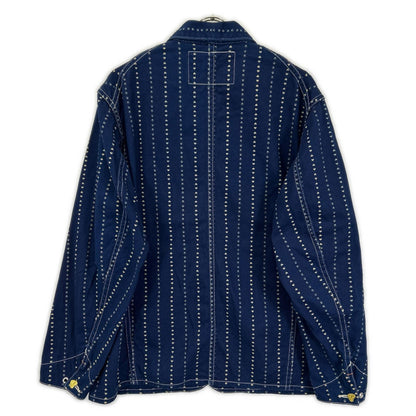 TCB JEANS&CO. ティーシービージーンズ ブルー キャットハート チョア ストライプ デニム カバーオール オーバーオール オールインワン
