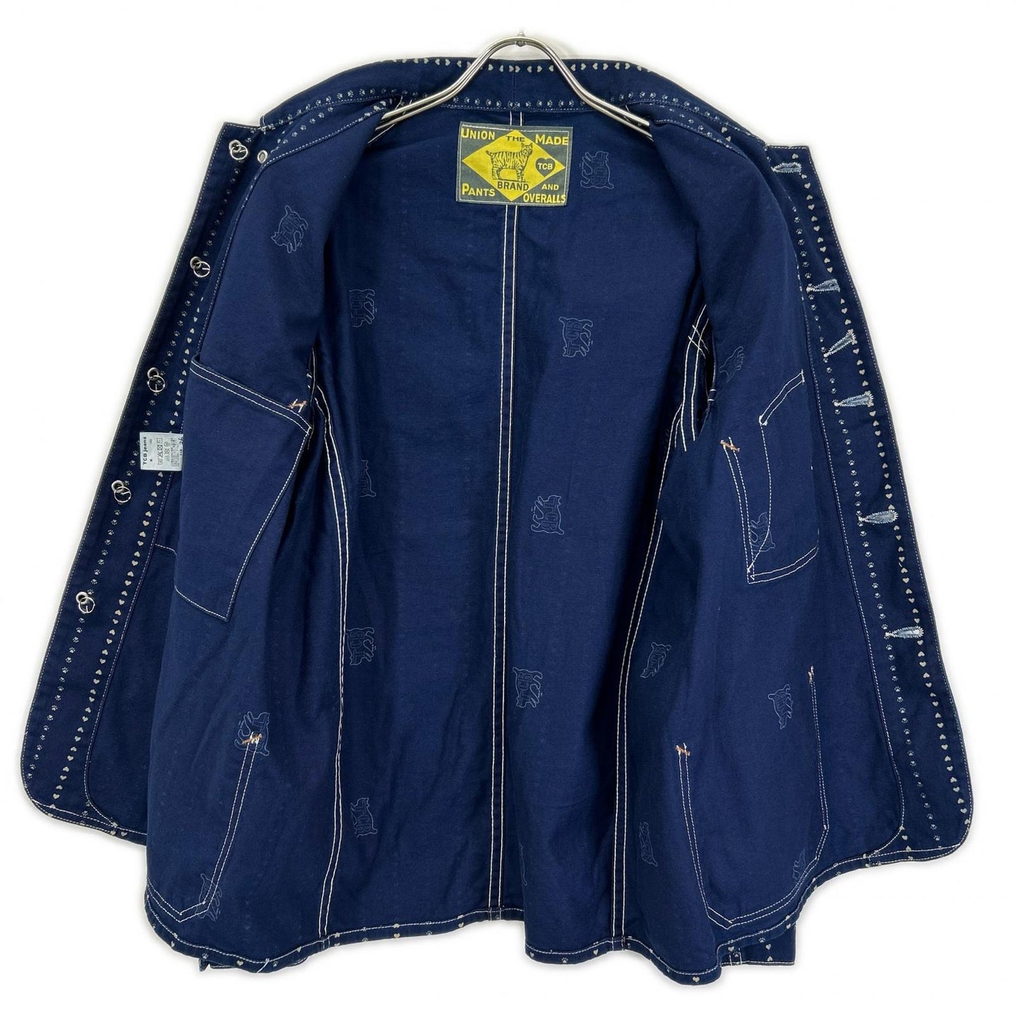 TCB JEANS&CO. ティーシービージーンズ ブルー キャットハート チョア ストライプ デニム カバーオール オーバーオール オールインワン