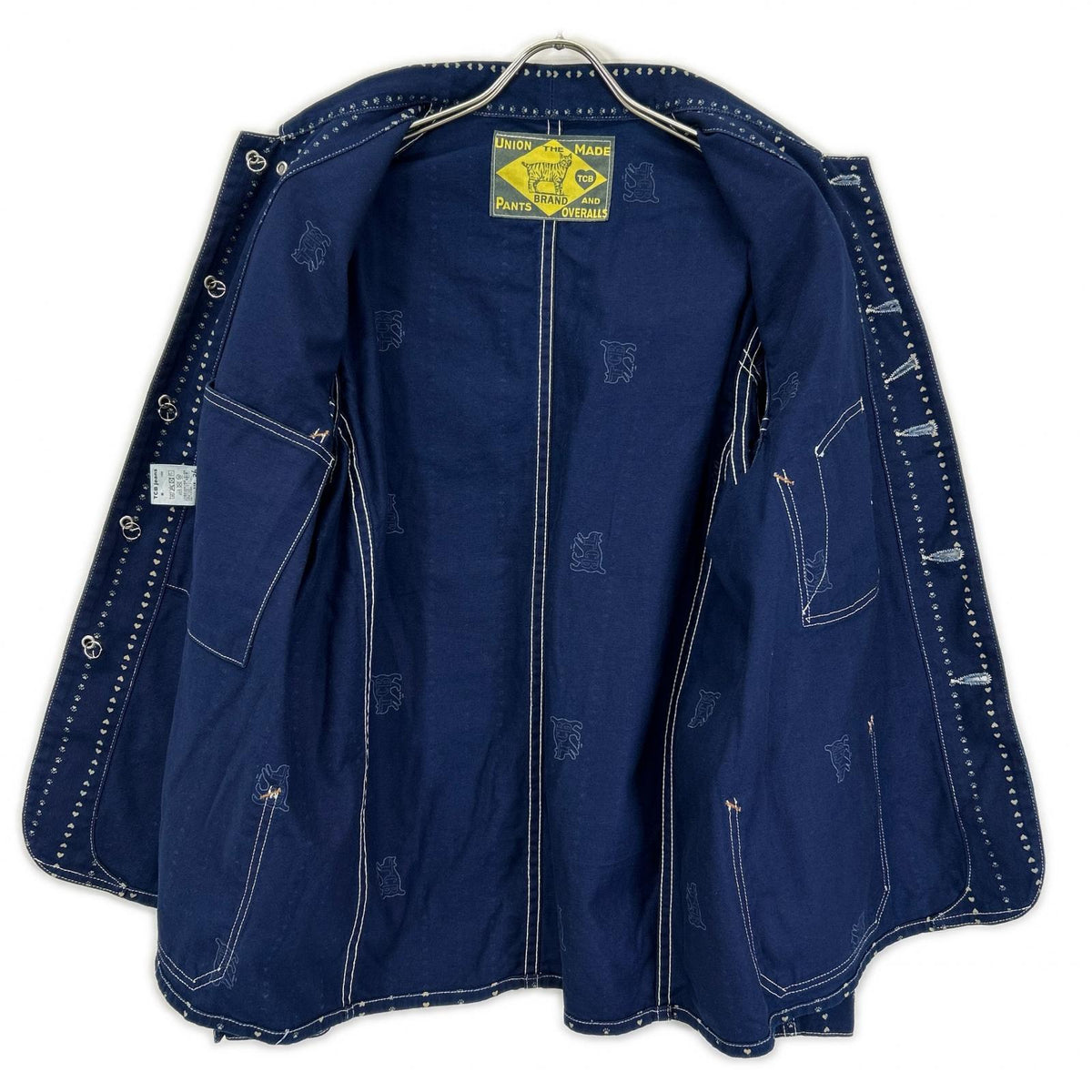 TCB JEANS&CO. ティーシービージーンズ ブルー キャットハート チョア ストライプ デニム カバーオール オーバーオール オールインワン