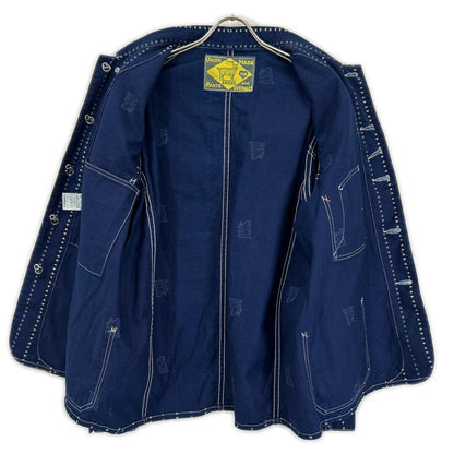TCB JEANS&CO. ティーシービージーンズ ブルー キャットハート チョア ストライプ デニム カバーオール オーバーオール オールインワン