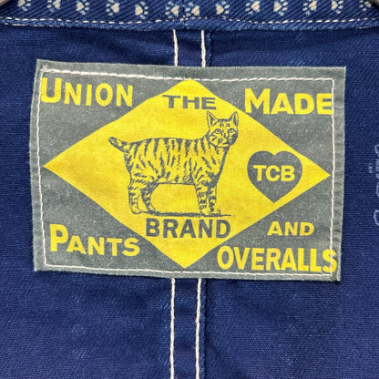 TCB JEANS&CO. ティーシービージーンズ ブルー キャットハート チョア ストライプ デニム カバーオール オーバーオール オールインワン