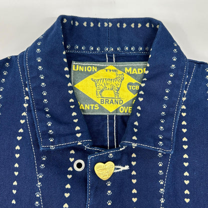 TCB JEANS&CO. ティーシービージーンズ ブルー キャットハート チョア ストライプ デニム カバーオール オーバーオール オールインワン